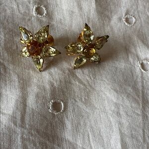 Elegant Gold and Yellow Floral Earrings